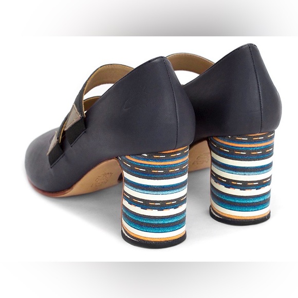Fluevog EXCELLENT Greater Expectations Pettitt navy geometric Mary Jane pump- 10 - Picture 2 of 16